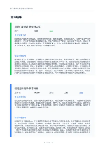 PDF测评报告样张第2页：项目1-2