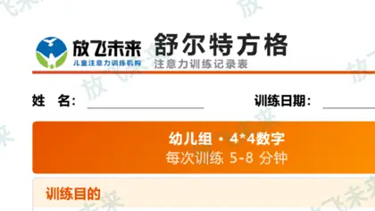 初级教案内页舒尔特方格示例